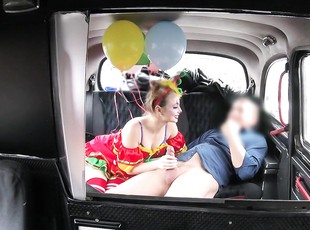 Pretty clown lady Lady Bug gets fucked in the taxi