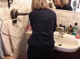 Busty wife gets fucked around the house in the middle of the kitchen!